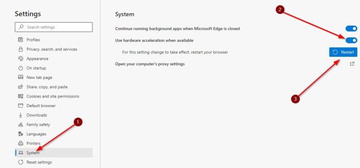 在 Edge 中禁用硬件加速 如何修复Windows11上的 Microsoft Edge 电池耗电的问题